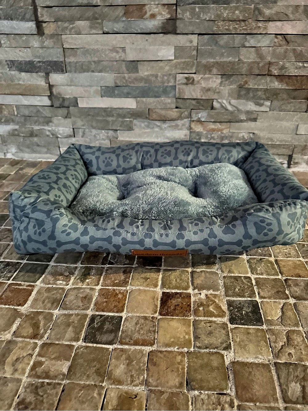 modern threads Geometric Dog/cat Bed in Blue & Gray